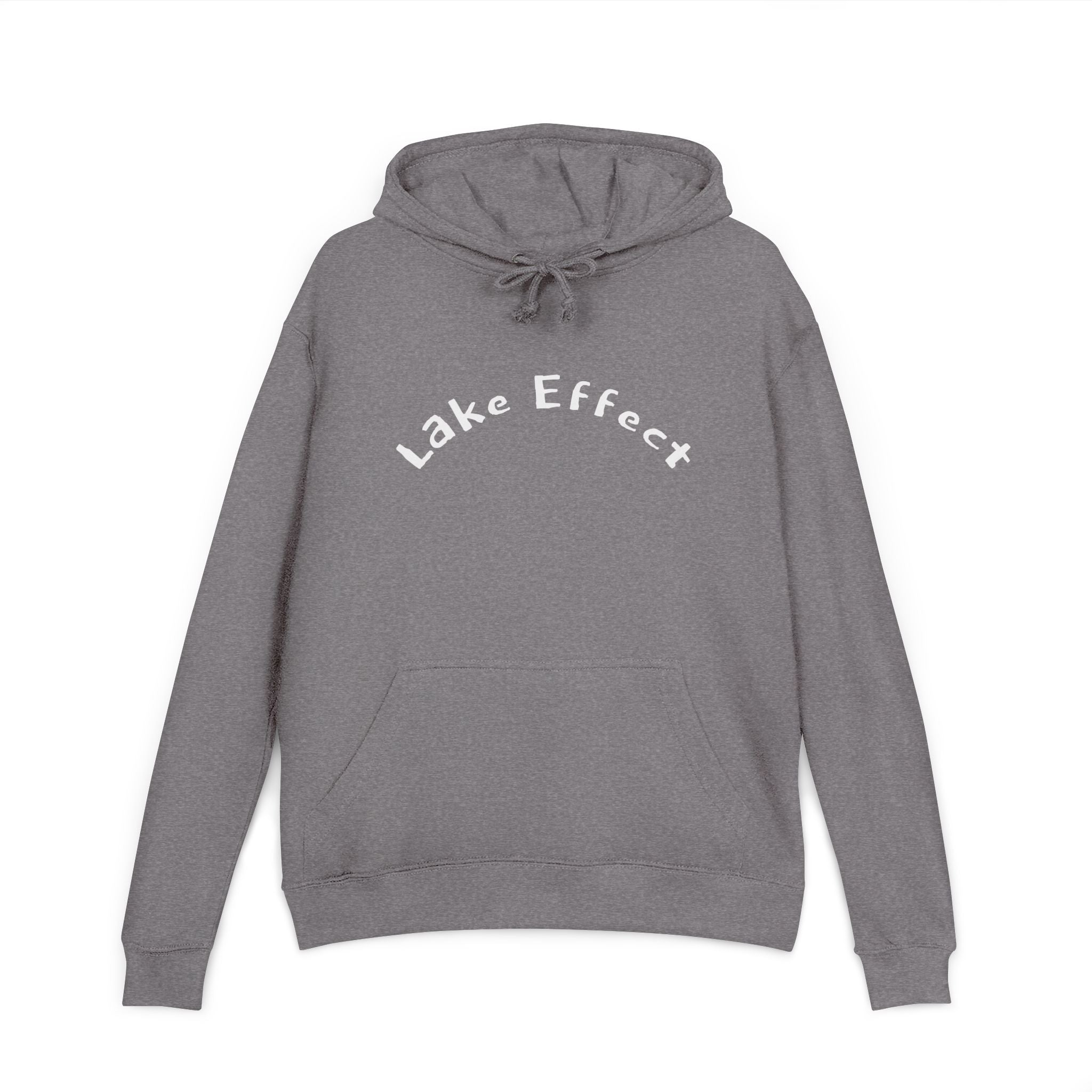 Lake Effect Hoodie | Minimal Script Arch, Cozy Outdoor Sweatshirt