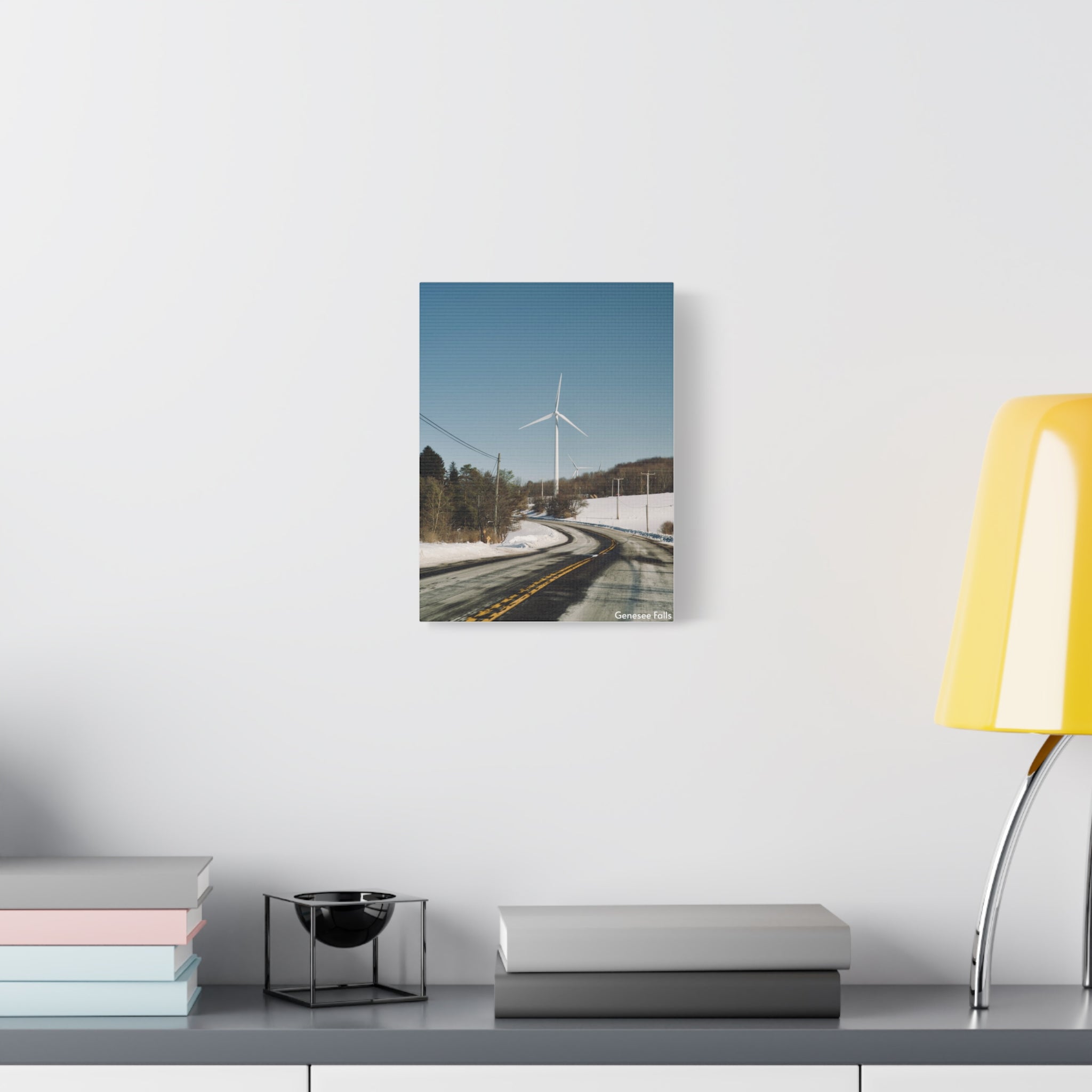 Genesee Falls Winter Wind Mills Matte Canvas Wall Art