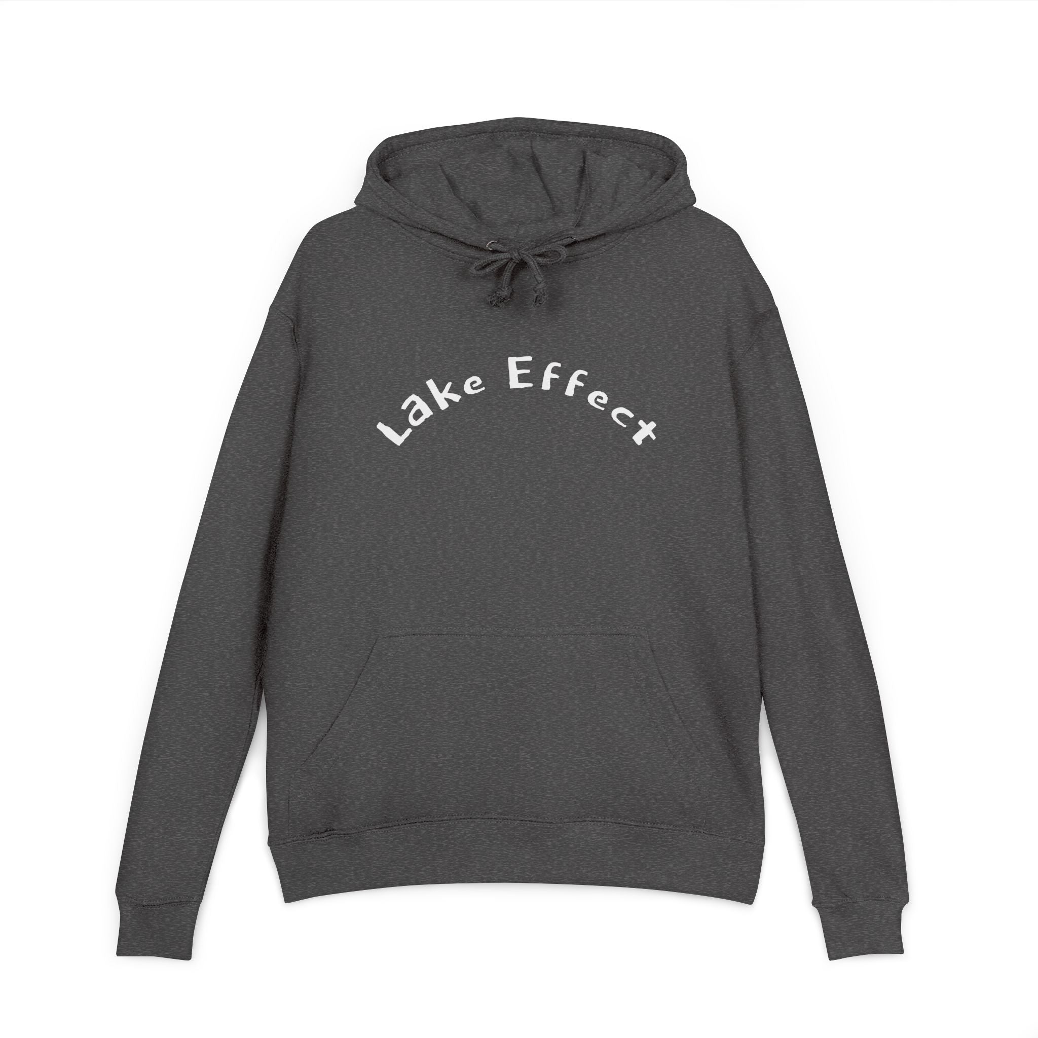 Lake Effect Hoodie | Minimal Script Arch, Cozy Outdoor Sweatshirt