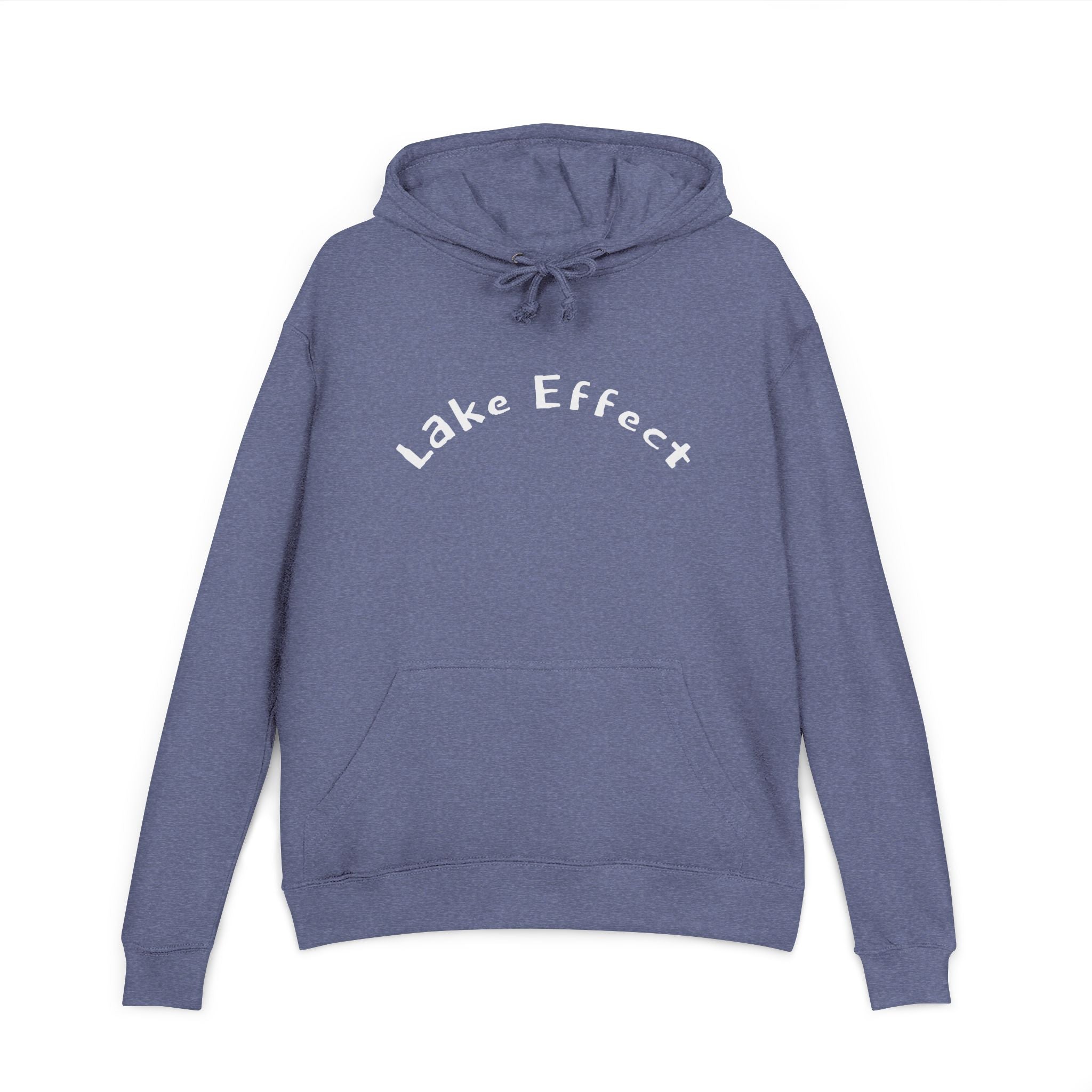Lake Effect Hoodie | Minimal Script Arch, Cozy Outdoor Sweatshirt