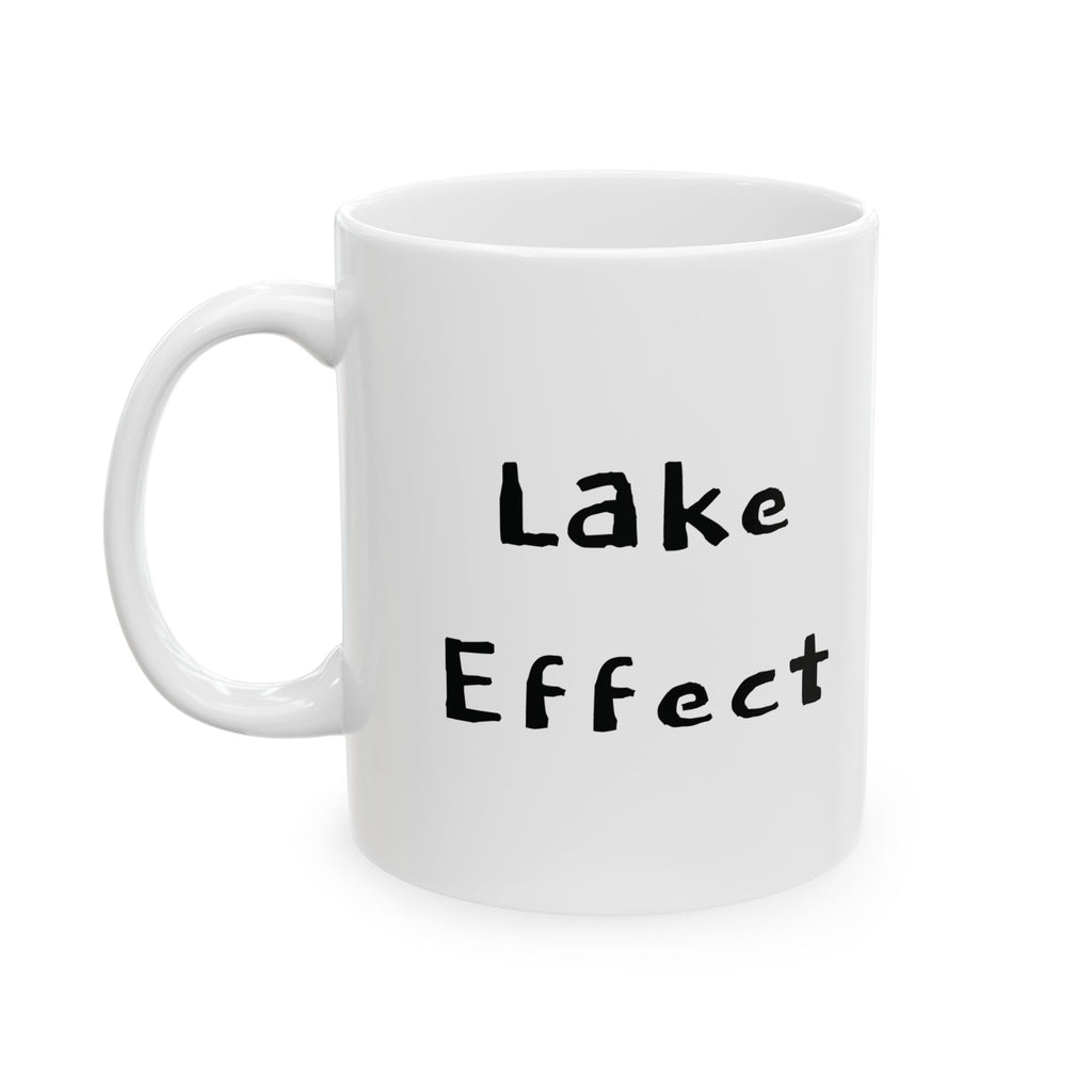 Lake Effect Mug | White Ceramic Coffee Cup, Winter Weather Design