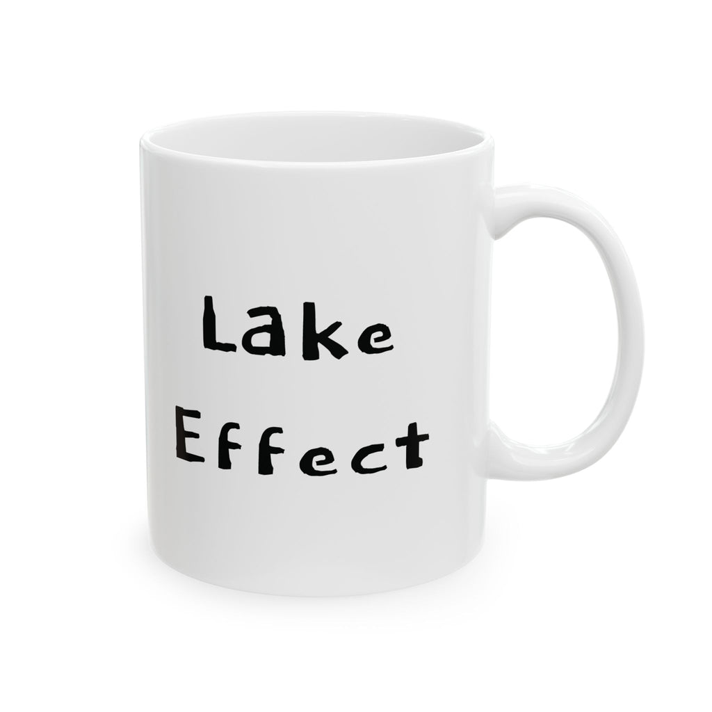 Lake Effect Mug | White Ceramic Coffee Cup, Winter Weather Design