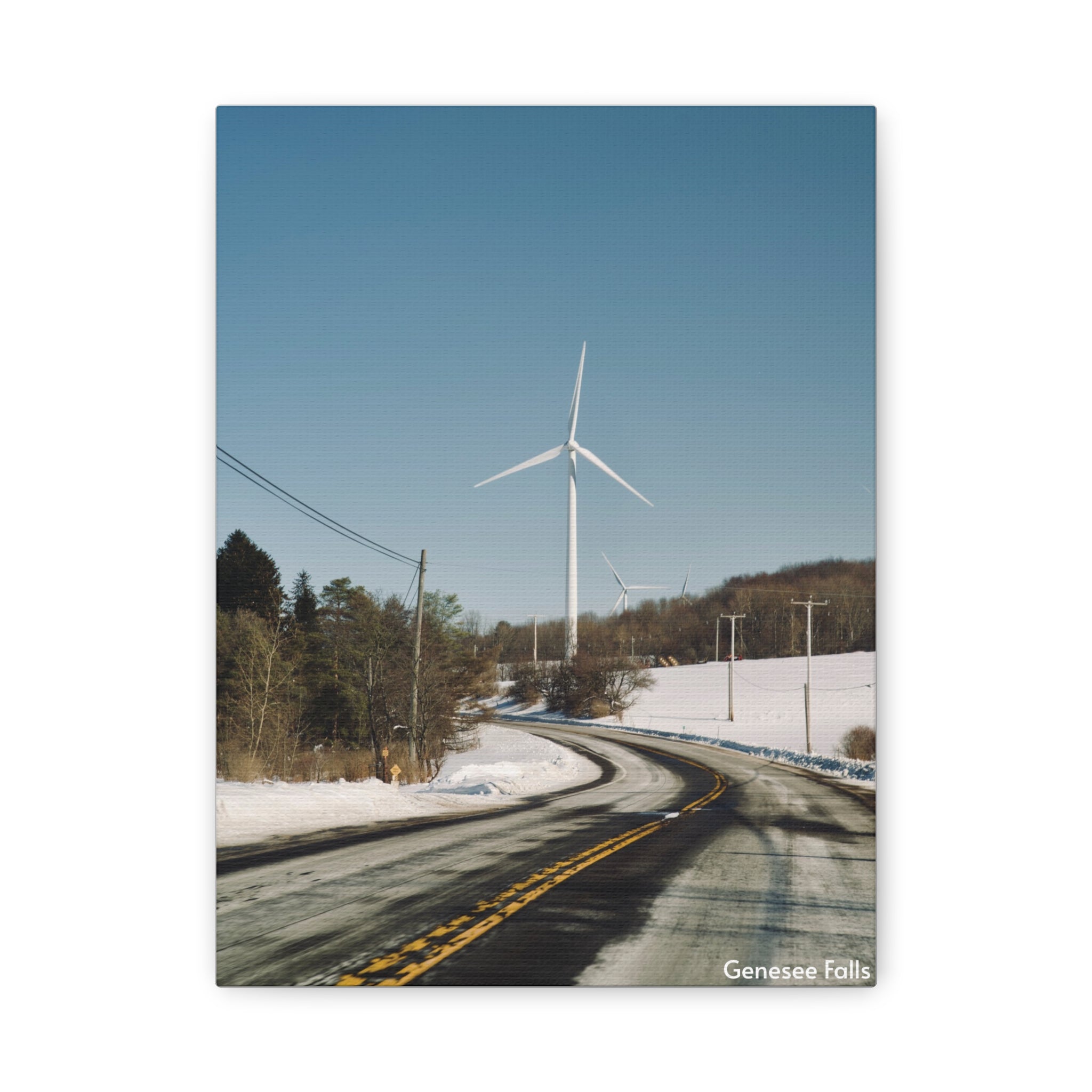Genesee Falls Winter Wind Mills Matte Canvas Wall Art