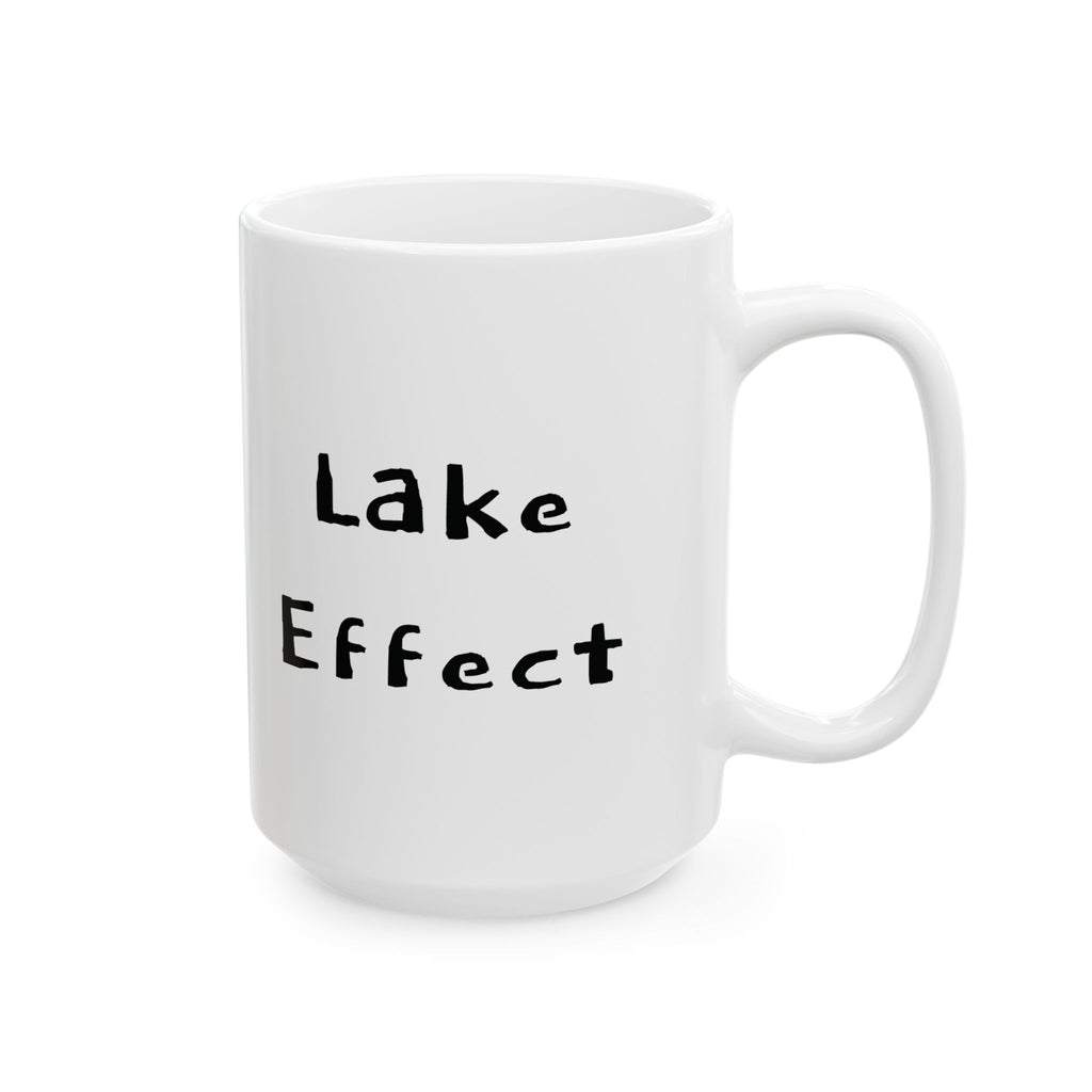 Lake Effect Mug | White Ceramic Coffee Cup, Winter Weather Design