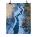 Winter River Matte Vertical Poster — Scenic Snowy Canyon Wall Art