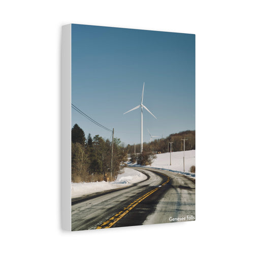 Genesee Falls Winter Wind Mills Matte Canvas Wall Art