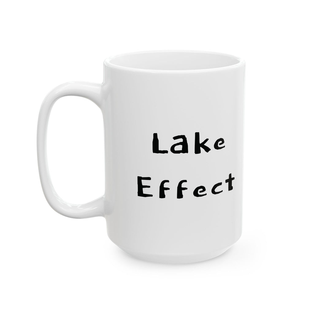 Lake Effect Mug | White Ceramic Coffee Cup, Winter Weather Design