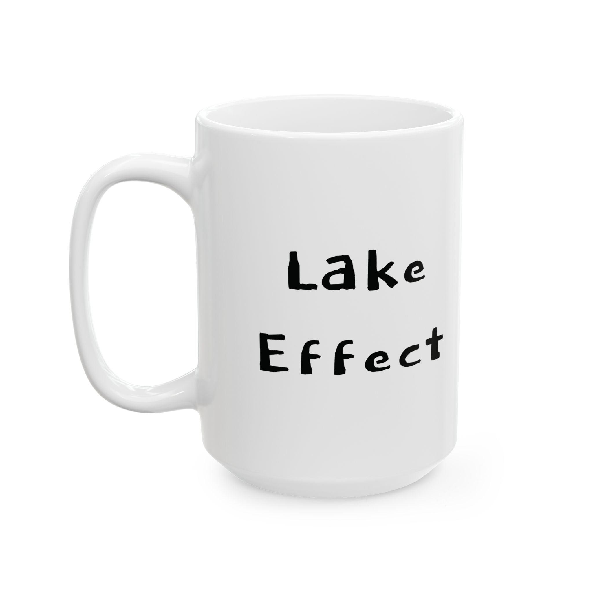 Lake Effect Mug | White Ceramic Coffee Cup, Winter Weather Design